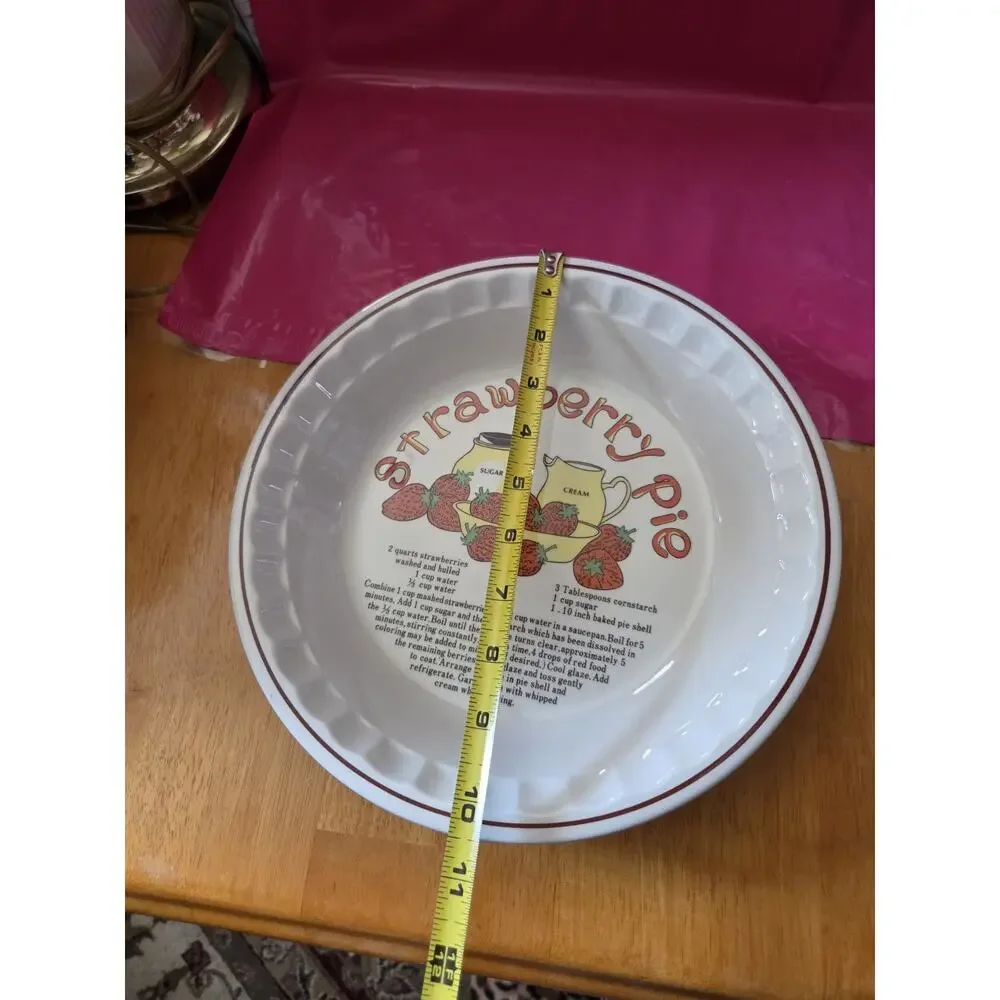 Vintage Strawberry Pie Hankook Super Bone Recipe Pie Plate Pan 10